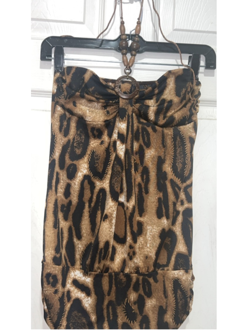 Women's Mystery Leopard Print Tank Top M Brown Black